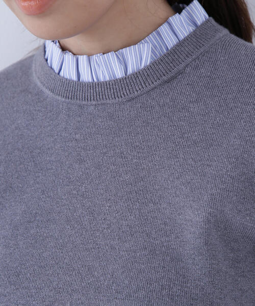 NATURAL BEAUTY BASIC（ナチュラルビューティーベーシック）の「◇ストライプフリルネックニット（ニット/セーター・レディース・ネイビー/グレー/オフホワイト・FREE）」の16枚目の写真