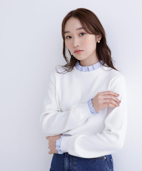 NATURAL BEAUTY BASIC（ナチュラルビューティーベーシック）の「◇ストライプフリルネックニット（ニット/セーター・レディース・ネイビー/グレー/オフホワイト・FREE）」の21枚目の写真