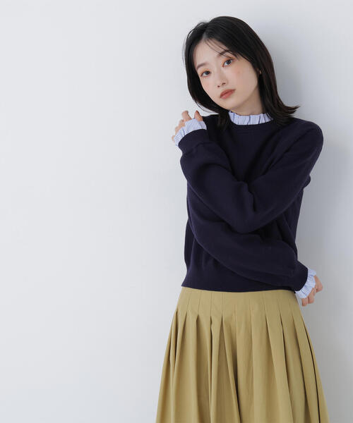 NATURAL BEAUTY BASIC(ナチュラルビューティーベーシック)の「◇ストライプフリルネックニット(ニット/セーター・レディース・ネイビー/グレー/オフホワイト・FREE)」の15枚目の写真