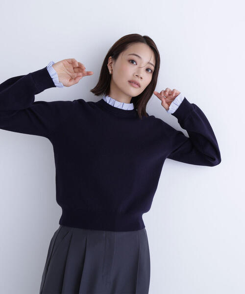 NATURAL BEAUTY BASIC(ナチュラルビューティーベーシック)の「◇ストライプフリルネックニット(ニット/セーター・レディース・ネイビー/グレー/オフホワイト・FREE)」の9枚目の写真