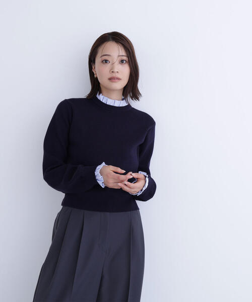 NATURAL BEAUTY BASIC(ナチュラルビューティーベーシック)の「◇ストライプフリルネックニット(ニット/セーター・レディース・ネイビー/グレー/オフホワイト・FREE)」の7枚目の写真