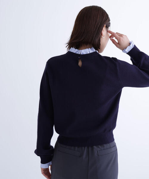 NATURAL BEAUTY BASIC(ナチュラルビューティーベーシック)の「◇ストライプフリルネックニット(ニット/セーター・レディース・ネイビー/グレー/オフホワイト・FREE)」の5枚目の写真