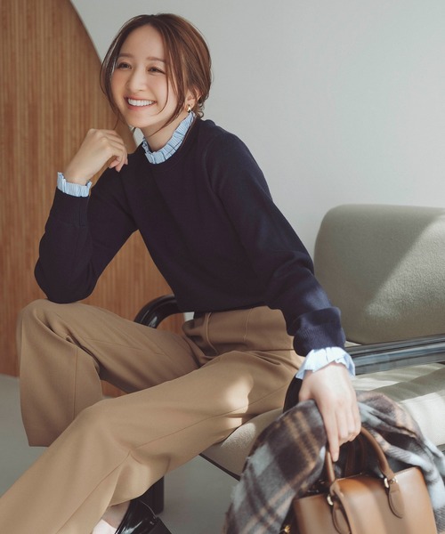 NATURAL BEAUTY BASIC(ナチュラルビューティーベーシック)の「◇ストライプフリルネックニット(ニット/セーター・レディース・ネイビー/グレー/オフホワイト・FREE)」の3枚目の写真