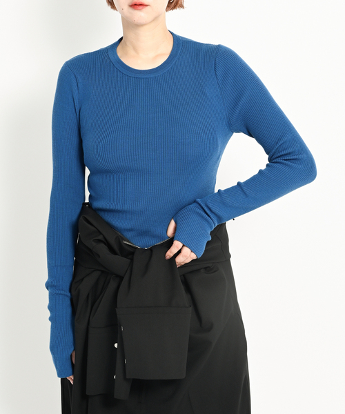 CITYSHOP（シティーショップ）の「ROUTINE CREW NECK RIB TOP：ニット（ニット/セーター・レディース・ブラック/グレー/ブルー系その他・FREE）」の3枚目の写真