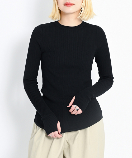 CITYSHOP（シティーショップ）の「ROUTINE CREW NECK RIB TOP：ニット（ニット/セーター・レディース・ブラック/グレー/ブルー系その他・FREE）」の2枚目の写真