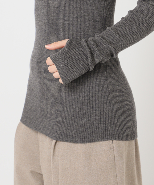 CITYSHOP（シティーショップ）の「ROUTINE CREW NECK RIB TOP：ニット（ニット/セーター・レディース・ブラック/グレー/ブルー系その他・FREE）」の5枚目の写真