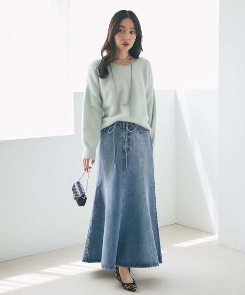 La boutique BonBon（ラブティックボンボン）の「【今すぐお届け！・最強美人見え】ヘアリーウールカシミヤ混前後２WAYニット（ニット/セーター・レディース・ピンク/ネイビー/ミント/オフホワイト・FREE）」の15枚目の写真