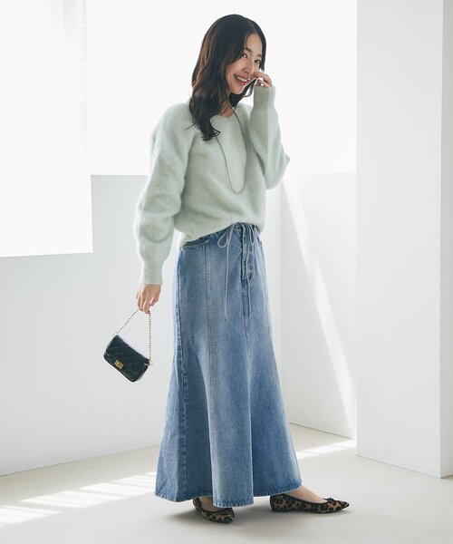 La boutique BonBon（ラブティックボンボン）の「【今すぐお届け！・最強美人見え】ヘアリーウールカシミヤ混前後２WAYニット（ニット/セーター・レディース・ピンク/ネイビー/ミント/オフホワイト・FREE）」の16枚目の写真