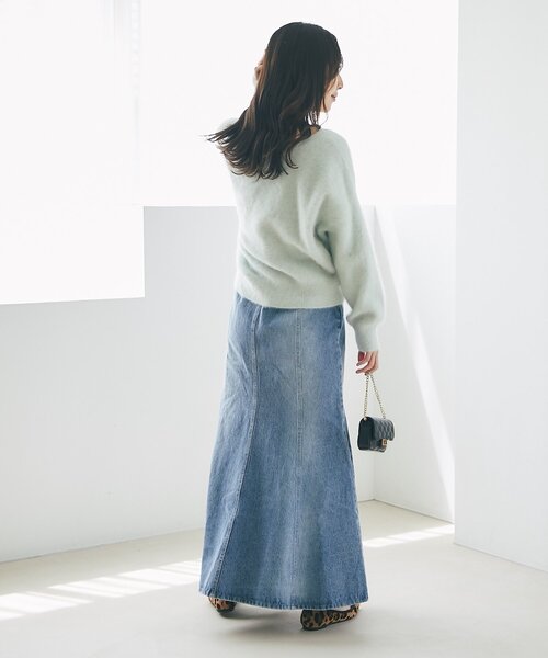 La boutique BonBon（ラブティックボンボン）の「【今すぐお届け！・最強美人見え】ヘアリーウールカシミヤ混前後２WAYニット（ニット/セーター・レディース・ピンク/ネイビー/ミント/オフホワイト・FREE）」の17枚目の写真