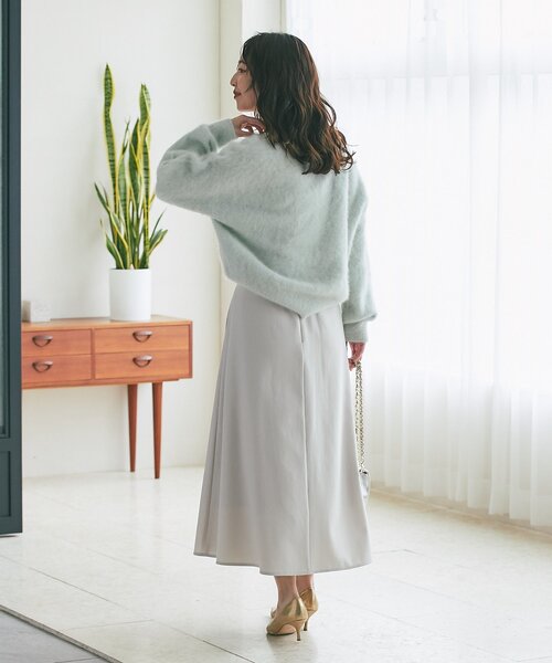 La boutique BonBon（ラブティックボンボン）の「【今すぐお届け！・最強美人見え】ヘアリーウールカシミヤ混前後２WAYニット（ニット/セーター・レディース・ピンク/ネイビー/ミント/オフホワイト・FREE）」の20枚目の写真