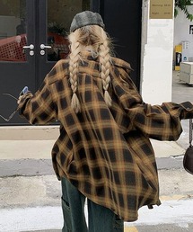 VIBGYOR | ユニセックス ルーズビッグチェックシャツ /韓国 ストリート(CZ)(シャツ/ブラウス)