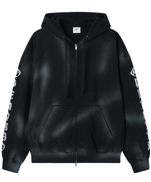 OY(オーワイ)の「『OY/オーワイ』DIRTY SPRAY EFFECT HOODIE ZIP UP/スプレージップアップパーカー(パーカー・レディース・ブラック/ピンク・L/M)」の11枚目の写真