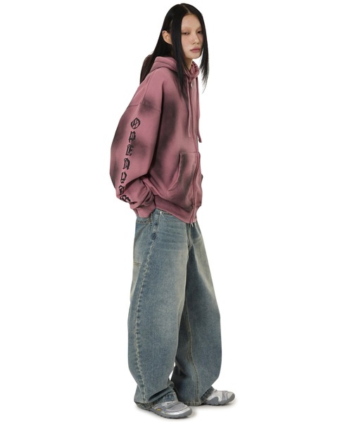 OY(オーワイ)の「『OY/オーワイ』DIRTY SPRAY EFFECT HOODIE ZIP UP/スプレージップアップパーカー(パーカー・レディース・ブラック/ピンク・L/M)」の8枚目の写真