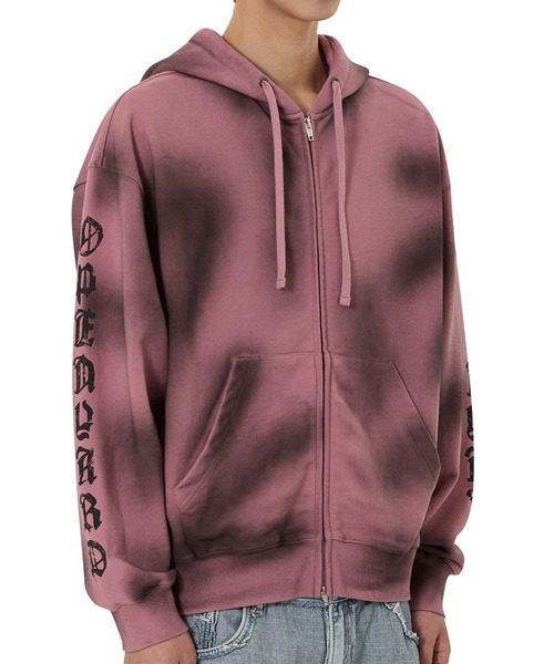 OY(オーワイ)の「『OY/オーワイ』DIRTY SPRAY EFFECT HOODIE ZIP UP/スプレージップアップパーカー(パーカー・レディース・ブラック/ピンク・L/M)」の5枚目の写真