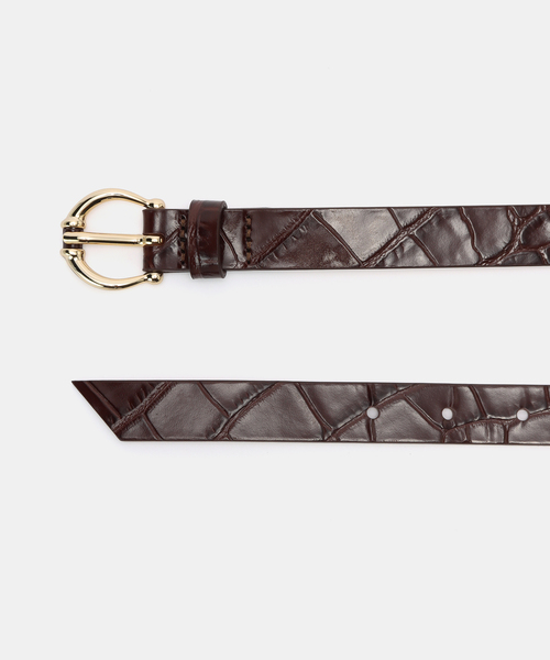 La TOTALITE（ラトータリテ）の「LEFIJE / レフィエ 型押しレザースリムベルト（ベルト・レディース・ブラウン・FREE）」の2枚目の写真