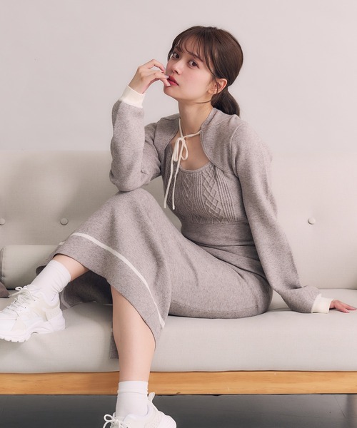 hooded cable knit onepiece / フード付きケーブルニットワンピース