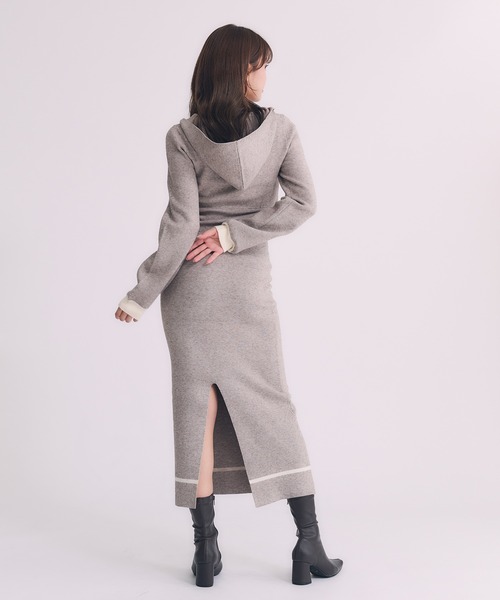 hooded cable knit onepiece / フード付きケーブルニットワンピース