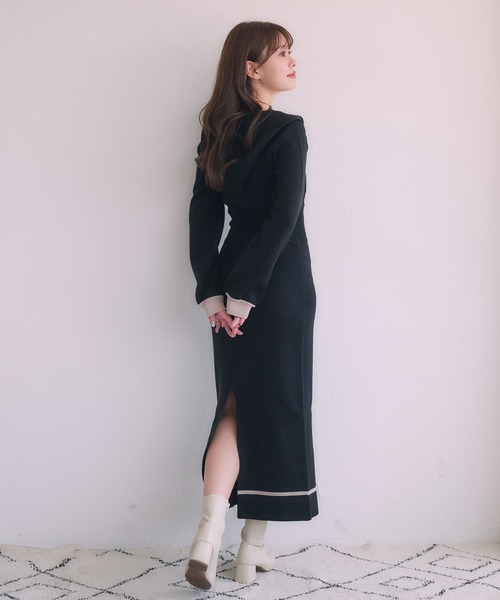 hooded cable knit onepiece / フード付きケーブルニットワンピース