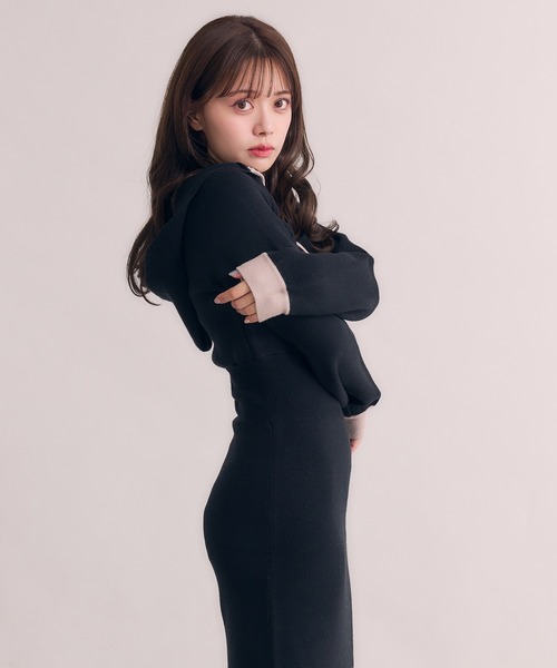 hooded cable knit onepiece / フード付きケーブルニットワンピース