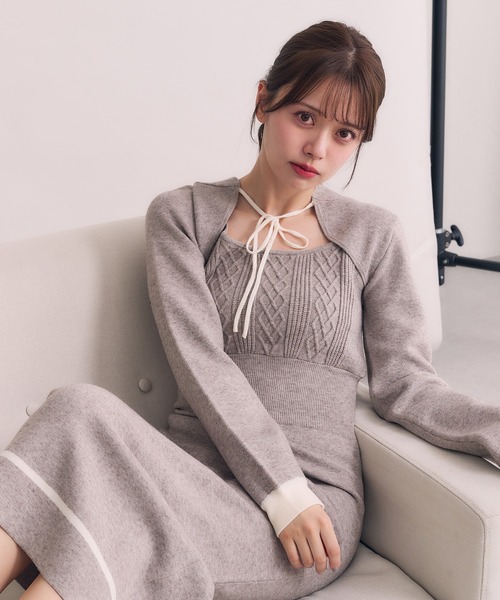 fupel（フぺル）の「hooded cable knit onepiece / フード付きケーブル