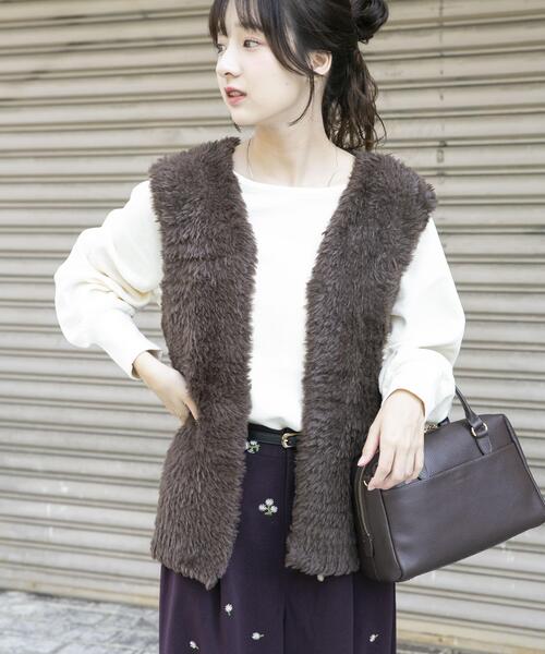 定価53900円【新品】レディース42ランバンスポールエコファーベスト黒 セール】ECOPELカーリーファーベスト（ベスト）｜URBAN RESEARCH