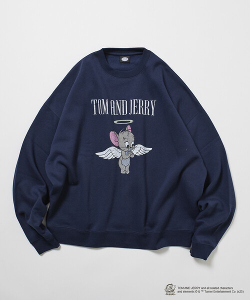 FREAK'S STORE(フリークスストア)の「限定展開 TOM and JERRY/トムとジェリー 別注 フロントプリント クルーネックスウェット(スウェット・メンズ・スミクロ/ネイビー/ピンク/アッシュグレー・SMALL/MEDIUM/LARGE)」の3枚目の写真