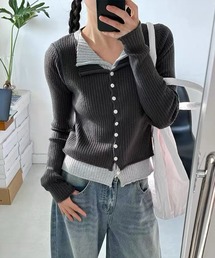 STAY MOTION（ステイモーション）の「【WEB限定】配色レイヤード風リブニットトップス［韓国ファッション カジュアル ガーリー］≪再入荷≫（ニット/セーター）」