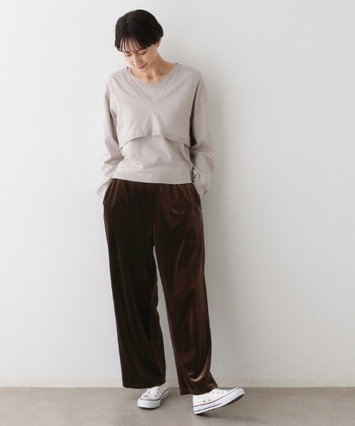 Dessin（デッサン）の「【ウエストゴム/洗える】ベロアイージーパンツ（その他パンツ・レディース・ブラック/ブラウン系その他・01/02）」の9枚目の写真
