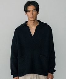 LURAKU(N)́yLURAKUzFleece Open Collar Polo Knit / t[XI[vJ[|jbg(jbg/Z[^[)