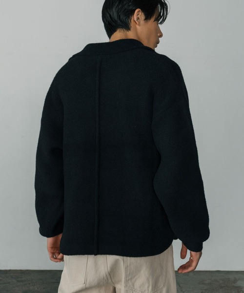 LURAKU（ルラク）の「【LURAKU】Fleece Open Collar Polo Knit / フリースオープンカラーポロニット（ニット/セーター・メンズ・ブラック/カーキ・MEDIUM/LARGE）」の8枚目の写真