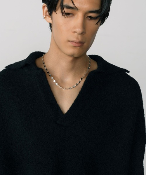 LURAKU（ルラク）の「【LURAKU】Fleece Open Collar Polo Knit / フリースオープンカラーポロニット（ニット/セーター・メンズ・ブラック/カーキ・MEDIUM/LARGE）」の9枚目の写真