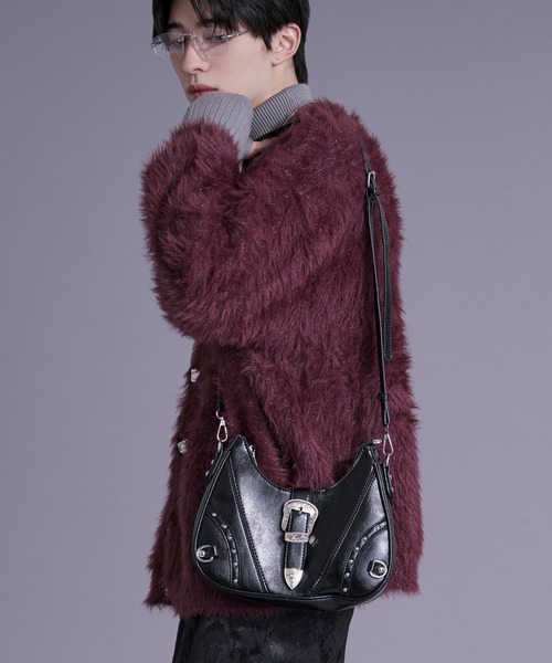 Ellno Loset（エルノロゼット）の「バックルベルトハーフムーンショルダーバッグ（ショルダーバッグ・メンズ・ブラック・FREE）」の10枚目の写真