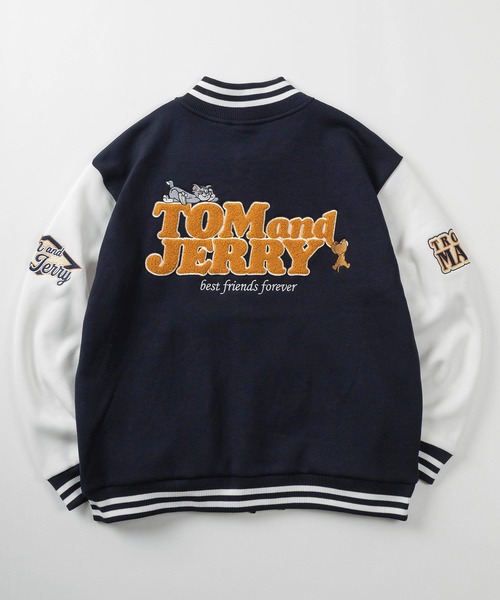 Tom＆Jerry（トムアンドジェリー）の「【71】【TOM＆JERRY/トムとジェリー】裏起毛 サガラ刺繍  スタジャン/ユニセックス/レディース/メンズ（スタジャン・レディース・ネイビー/ブラック/ネイビー系/ブラック系・M/L/XL）」の8枚目の写真