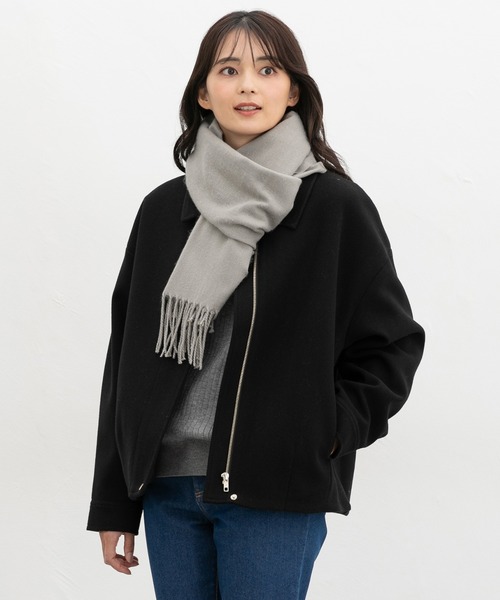 Honeys（ハニーズ）の「【シアバター加工・抗菌防臭・吸湿発熱】無地マフラー（マフラー・レディース・レッド/オレンジ/モカ/ブルー/杢グレー/アイボリー/ブラック・FREE）」の10枚目の写真