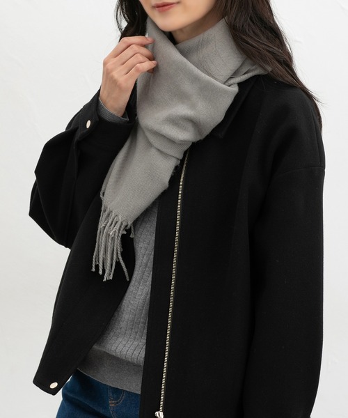 Honeys（ハニーズ）の「【シアバター加工・抗菌防臭・吸湿発熱】無地マフラー（マフラー・レディース・レッド/オレンジ/モカ/ブルー/杢グレー/アイボリー/ブラック・FREE）」の13枚目の写真