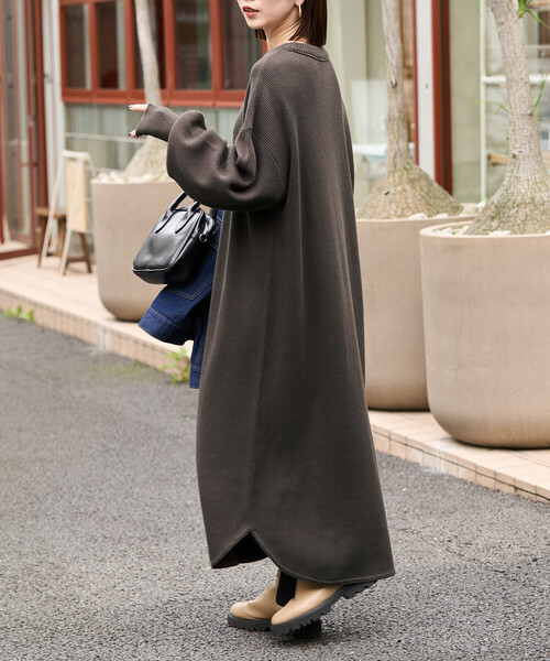 限定展開 片畔 コットン クルーネック ニット ワンピ（ワンピース