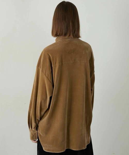 LA PEAU DE GEM ベロア シャツ シアー 茶 ブラウン 完売 LA PEAU DE GEM】velour shirt/ベロアシャツ（シャツ/ブラウス
