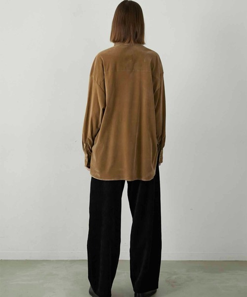 LA PEAU DE GEM ベロア シャツ シアー 茶 ブラウン 完売 LA PEAU DE GEM】velour shirt/ベロアシャツ（シャツ/ブラウス