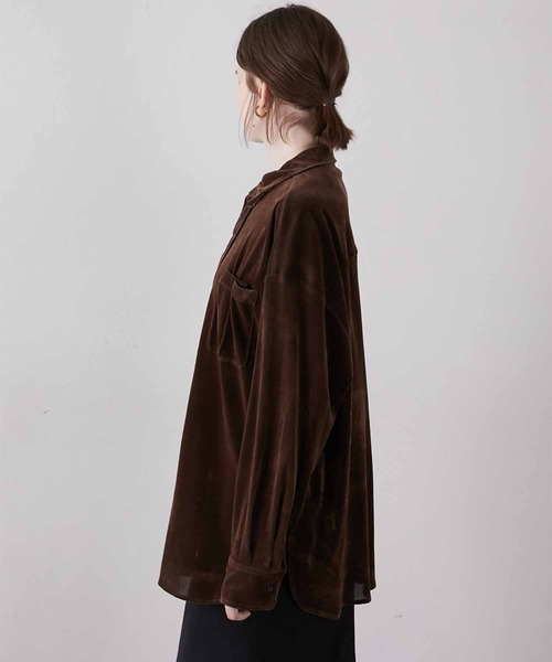 LA PEAU DE GEM　velour shirt LA PEAU DE GEM】velour shirt/ベロアシャツ（シャツ/ブラウス