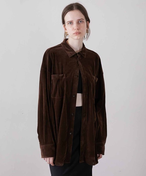 LA PEAU DE GEM】velour shirt/ベロアシャツ（シャツ/ブラウス