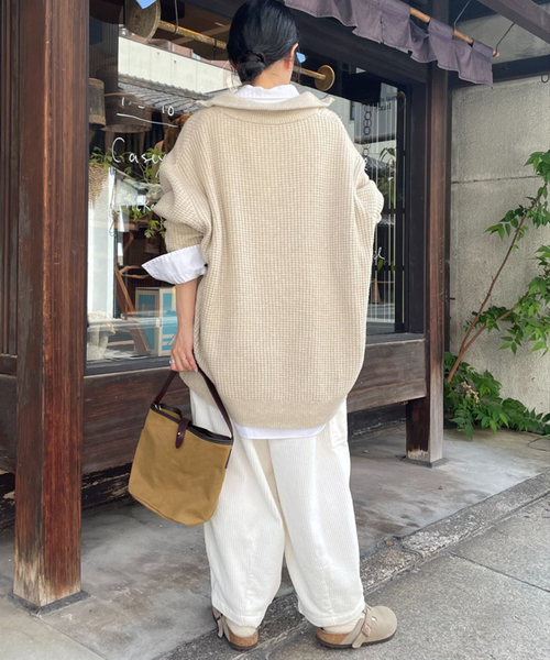 JOURNAL STANDARD LUXE(ジャーナルスタンダード ラックス)の「ウールMIXワッフル ハーフZip-プルオーバー(ニット/セーター・レディース・ベージュ/マスタード・FREE)」の4枚目の写真