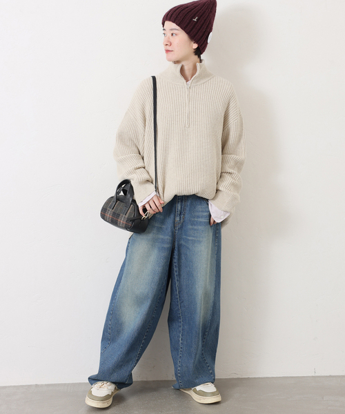 JOURNAL STANDARD LUXE(ジャーナルスタンダード ラックス)の「ウールMIXワッフル ハーフZip-プルオーバー(ニット/セーター・レディース・ベージュ/マスタード・FREE)」の6枚目の写真
