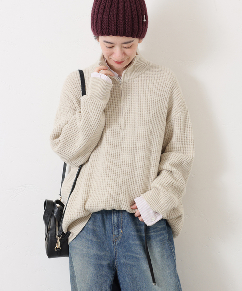 JOURNAL STANDARD LUXE(ジャーナルスタンダード ラックス)の「ウールMIXワッフル ハーフZip-プルオーバー(ニット/セーター・レディース・ベージュ/マスタード・FREE)」の7枚目の写真