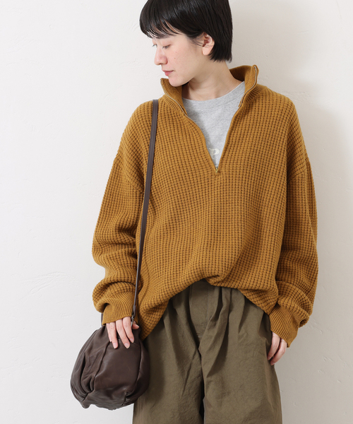 JOURNAL STANDARD LUXE(ジャーナルスタンダード ラックス)の「ウールMIXワッフル ハーフZip-プルオーバー(ニット/セーター・レディース・ベージュ/マスタード・FREE)」の10枚目の写真