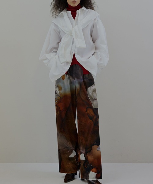 Ameri(アメリ)の「RUST INK ART WIDE PANTS(その他パンツ・レディース・ブラウン/ネイビー・SMALL/MEDIUM)」の3枚目の写真