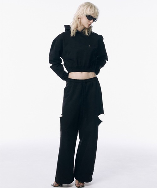 JOSE MOON（ジョゼムーン）の「【JOSEMOON/ジョゼムーン】SLIT SHORT HOODIE/スリットショートフーディー（パーカー・レディース・ホワイト/グレー/ブラック・FREE）」の14枚目の写真