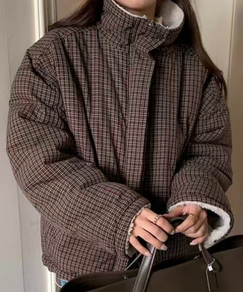 セール】2WAY リバーシブル ボア チェック ブルゾン（その他アウター