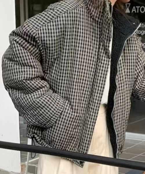 セール】2WAY リバーシブル ボア チェック ブルゾン（その他アウター