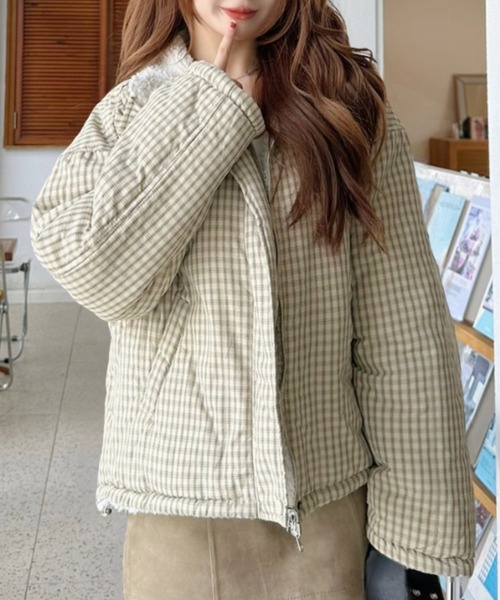 Ada.（エイダ）の「２WAY リバーシブル ボア チェック ブルゾン（その他アウター・レディース・ブラック/ベージュ/ブラウン・FREE）」の14枚目の写真