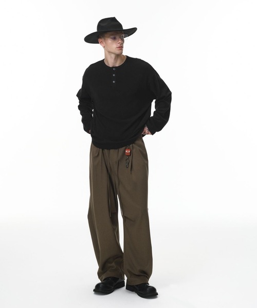 CORPUS TOKYO（コーパス トーキョー）の「オーバー フライス ヘンリーネック ロンT（Tシャツ/カットソー・メンズ・グレー/アイボリー/ブラック・1/2/3）」の22枚目の写真